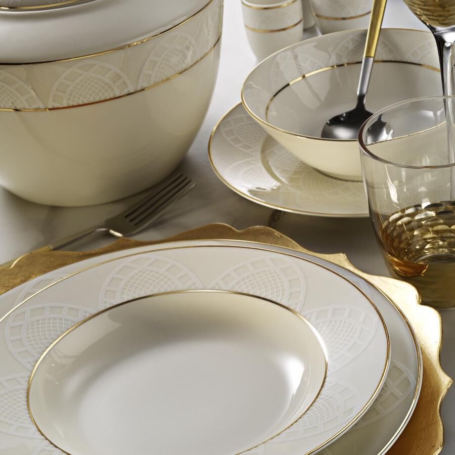 Kütahya Porselen Bone Kalipso 62 Parça 10767 Desenli Yemek Takımı