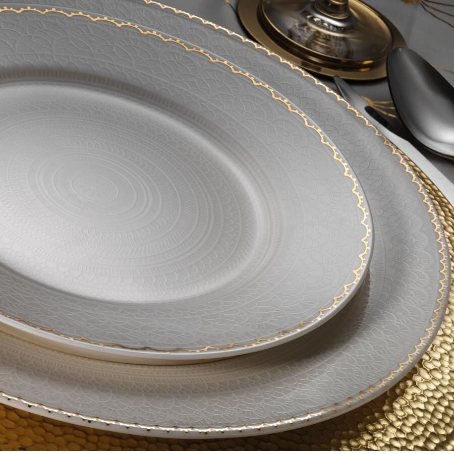 Kütahya Porselen Bone Kalipso 62 Parça 10772 Desenli Yemek Takımı