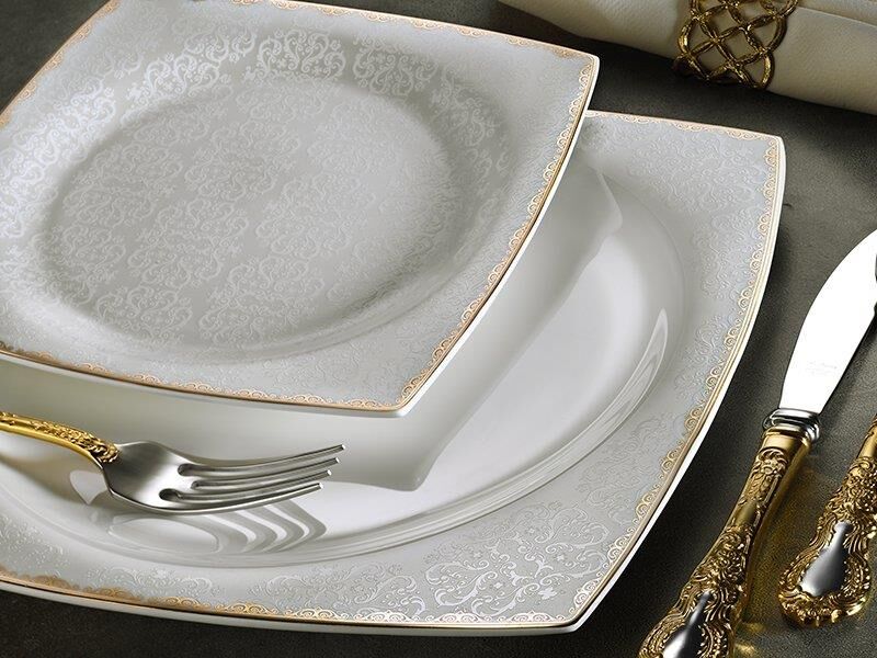 Aryıldız AR31019 Prestige Bone SQUARE 60 Parça Porselen Yemek Takımı