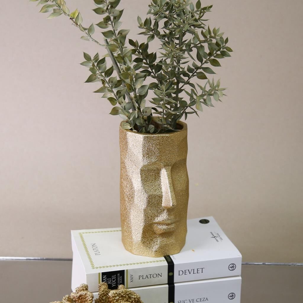 Selim Dekor Poseidon Küçük Surat Vazo Altın