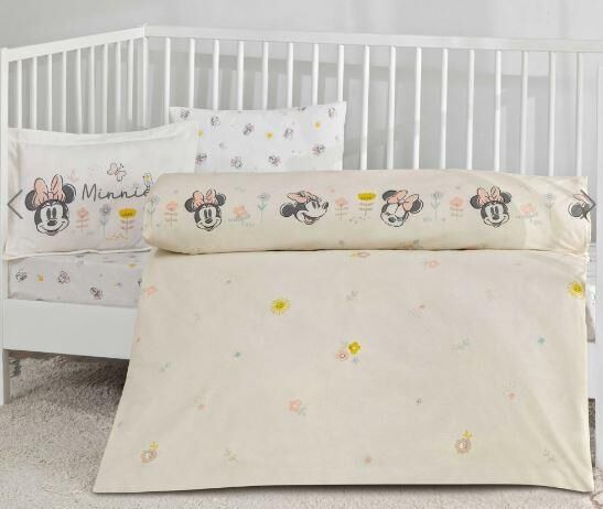 Taç Lisanslı Disney Minnie Mouse Dream Baby Pamuk Bebek Nevresim Takımı