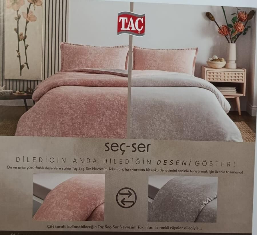 TAÇ SHIMMER SEÇ&SER NEVRESİM TAKIMI ÇİFT KİŞİLİK ROSE