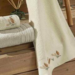 Taç Lume 6'lı Pamuk Havlu Seti Ekru Vizon