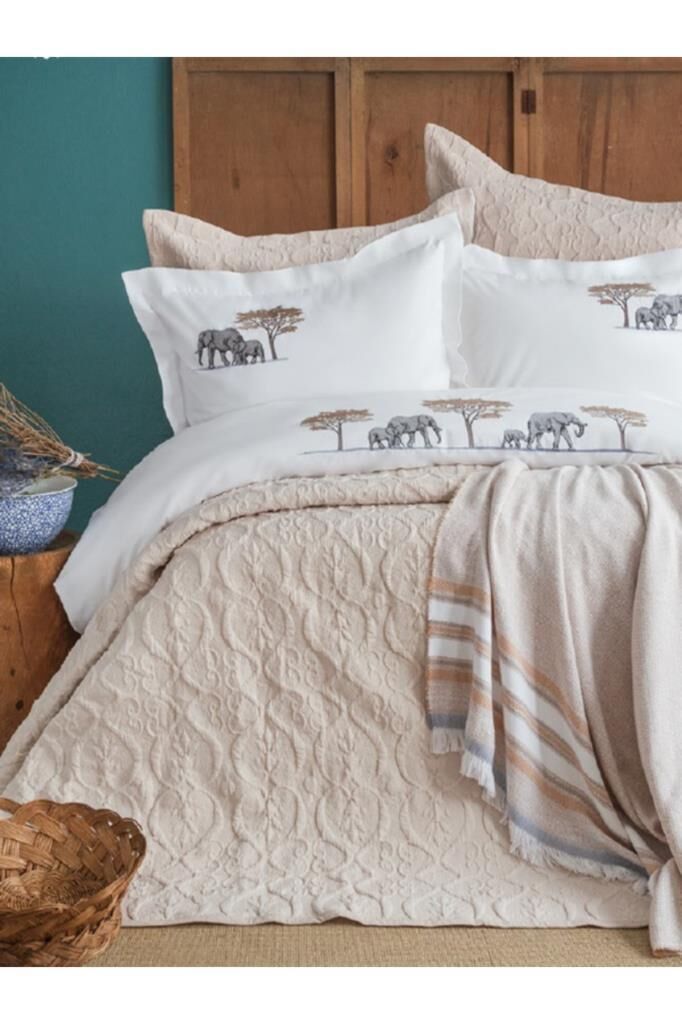 Apricitas Home Aleph Linen Çift Kişilik %100 Yatak Örtülü Nevresim Set