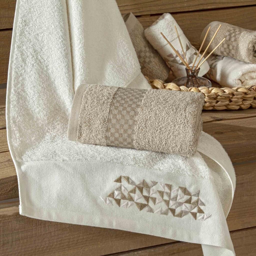 Taç Lume 6'lı Pamuk Havlu Seti Krem Camel