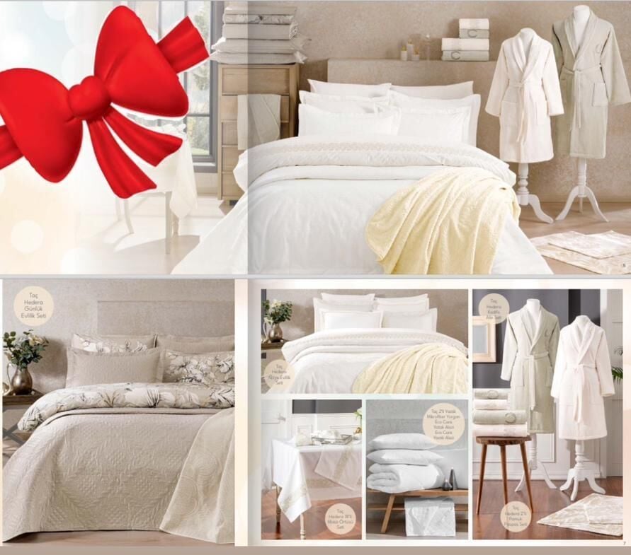 Taç Romantik Düşler Hedara Bej Çeyiz Paketi