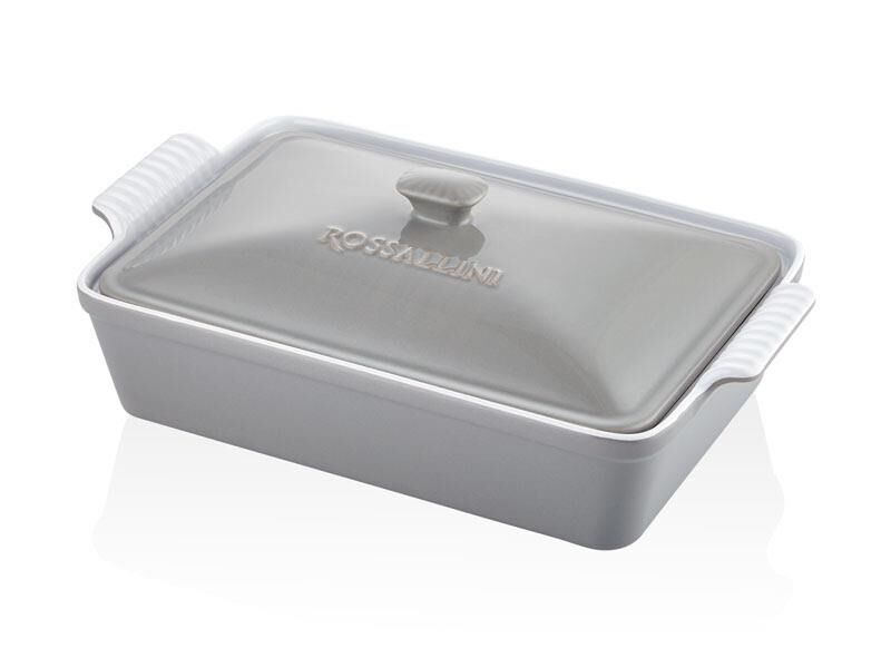 ROSSALLINI LIFE BÜYÜK DİKDÖRTGEN KAPAKLI GRİ FIRIN KABI 38X23X8,5 CM