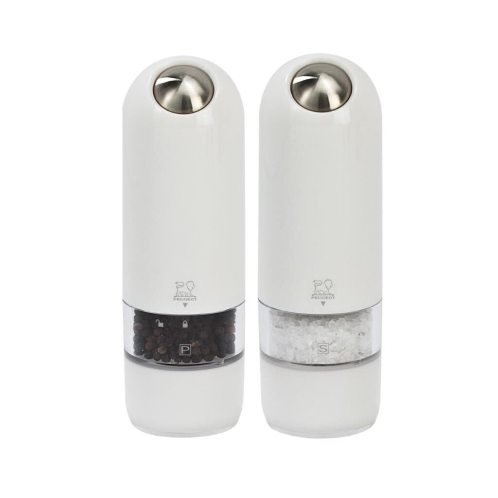 Galeri Kristal Peugeot Alaska Pilli Karabiber ve Tuz Değirmen Seti 16 Cm Beyaz