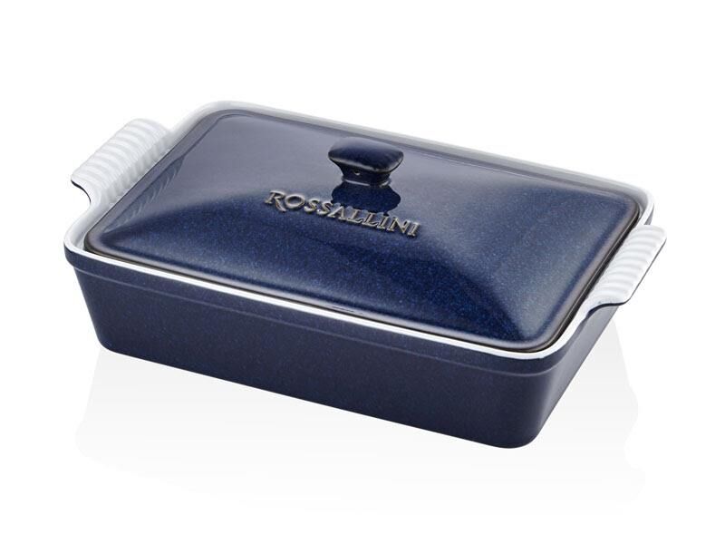 ROSSALINI LIFE BÜYÜK DİKDÖRTGEN KAPAKLI MAVİ FIRIN KABI 38X23X8,5 CM