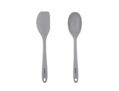 TANTİTONİ GRİ RENKLİ SİLİKON BÜYÜK KAŞIK VE SPATULA SETİ