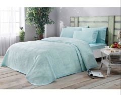 Taç Jakarlı Helena Tek Kişilik Su Yeşili Pike Takımı