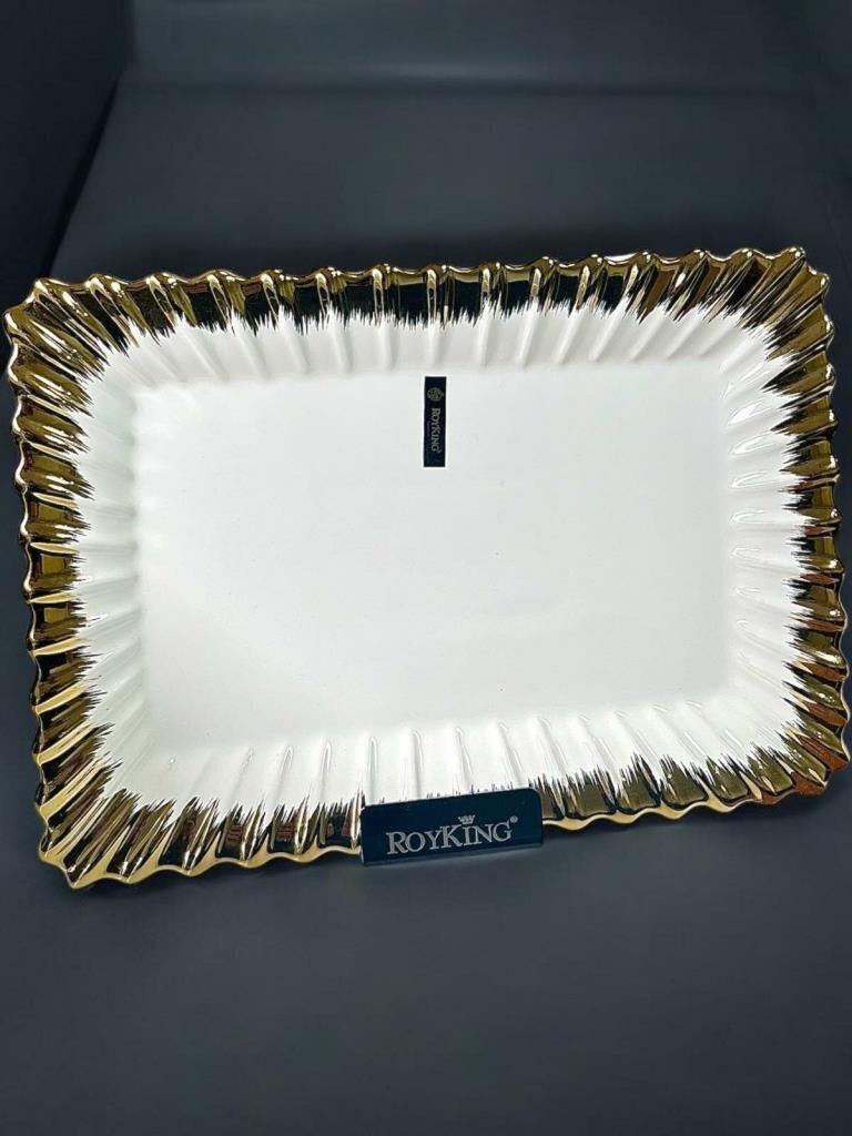 ROYKING LINE GOLD DİKDÖRGEN SUNUM TABAK 36*25