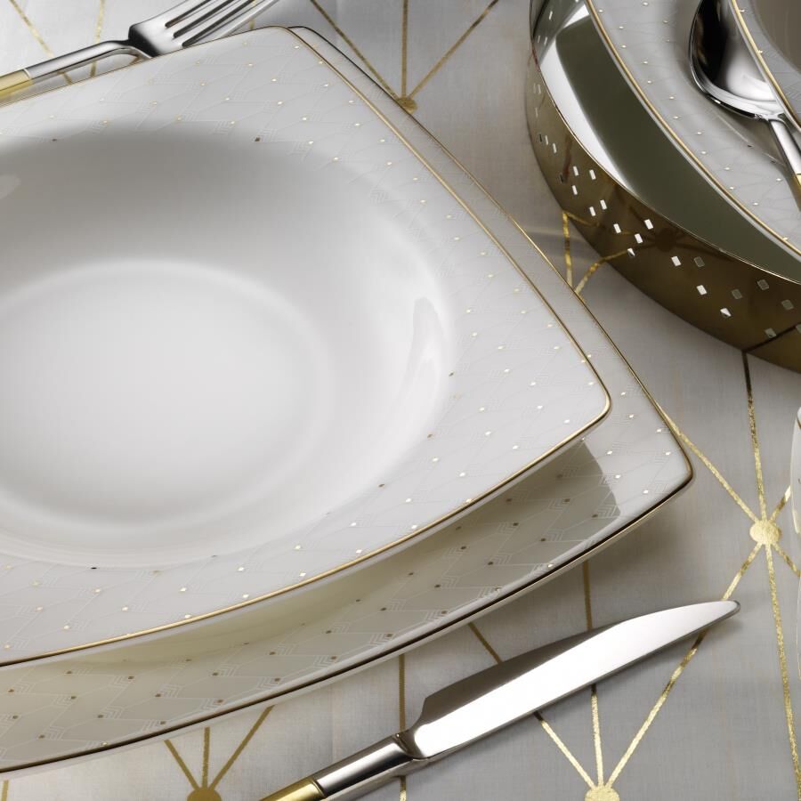 Kütahya Porselen Bone Mare 62 Parça 1075021 Desen Yemek Takımı