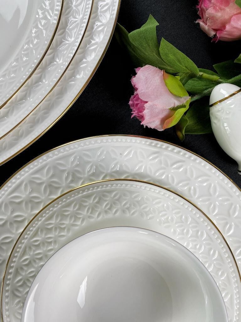 Monno 3mm Gold Line 59 Parça Bone China 12 Kişilik 9959R69 Dekor Yemek Takımı