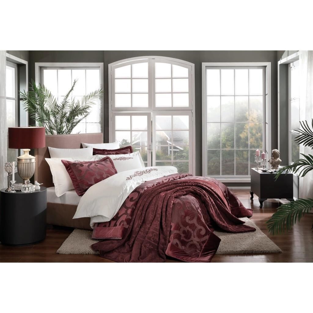 Taç Serilda Çift Kişilik Çeyiz Seti Bordo