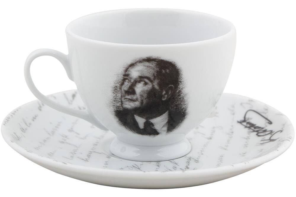 Porland Atatürk Tabaklı 6 lı Kahve Fincanı 80cc 04A+P017070