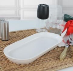 Keramika Noyan 26 cm Kayık Tabak Mat Beyaz