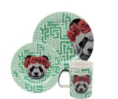 DECORIUM panda turkuaz mama takımı