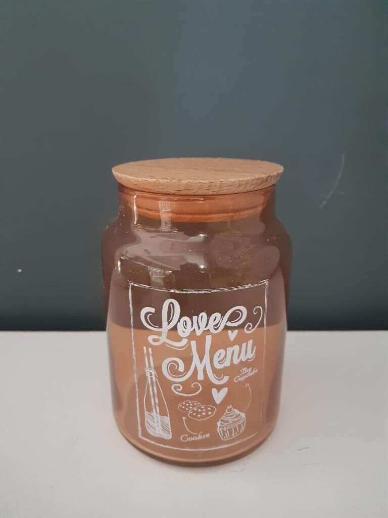 TANTİTONİ LOVE MENU DESENLİ ROSE GOLD CAM KAVANOZ 890 ML