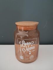 TANTİTONİ LOVE MENU DESENLİ ROSE GOLD CAM KAVANOZ 890 ML