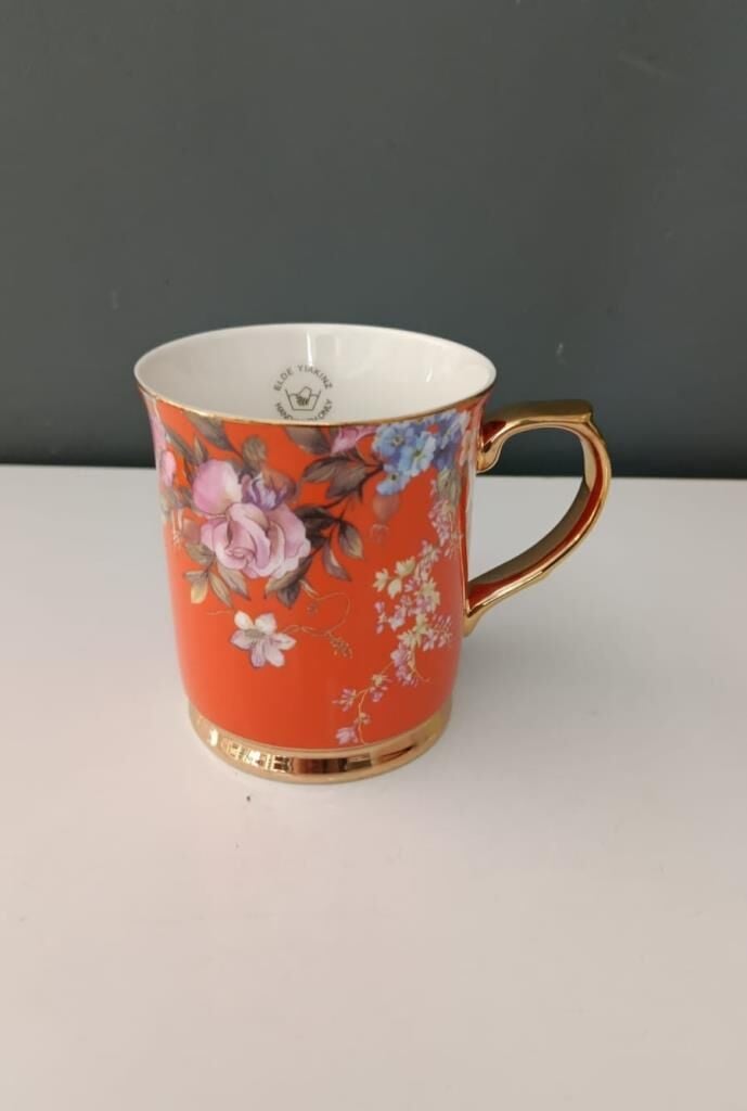 ROYKING KUPA BARDAK TURUNCU ÇİÇEKLİ 400 ML