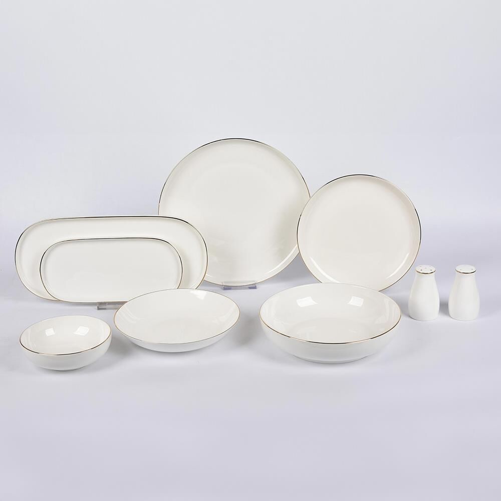 EVDEMA YUVARLAK BEYAZ GOLD  30 PARÇA YEMEK TAKIMI