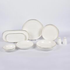 EVDEMA YUVARLAK BEYAZ GOLD  30 PARÇA YEMEK TAKIMI