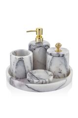 SETA BIANCA EVZA MERMER BANYO SETİ BLOOM LEYLAK