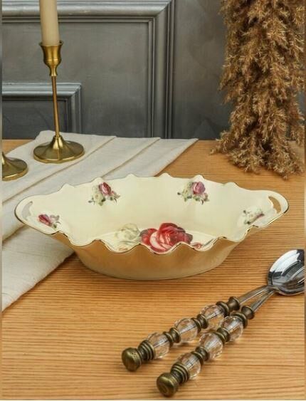 ROYKING ROSE 29 CM OVAL KULPLU DERİN SUNUM TABAĞI