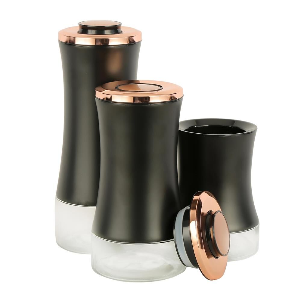 EVDEMA SİYAH-BAKIR 3 LÜ SAKLAMA KAVANOZ SETİ