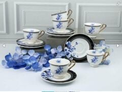 ROYKING PAULINA MAVİ ÇİÇEKLİ 6 LI KAHVE FİNCAN TAKIMI