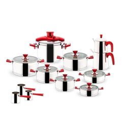 Aryıldız Piramid Red 22 Parça Cam İdeal Set