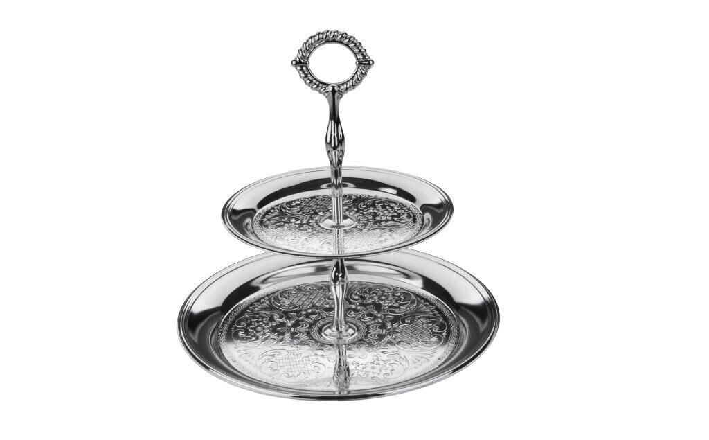 QUEEN ANNE 2 KATLI MEYVELİK GÜMÜŞ 18 ve 26 cm