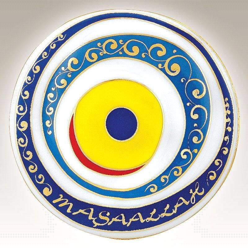 Kütahya Porselen El Yapımı 10 cm Nazar Boncuklu Tabak