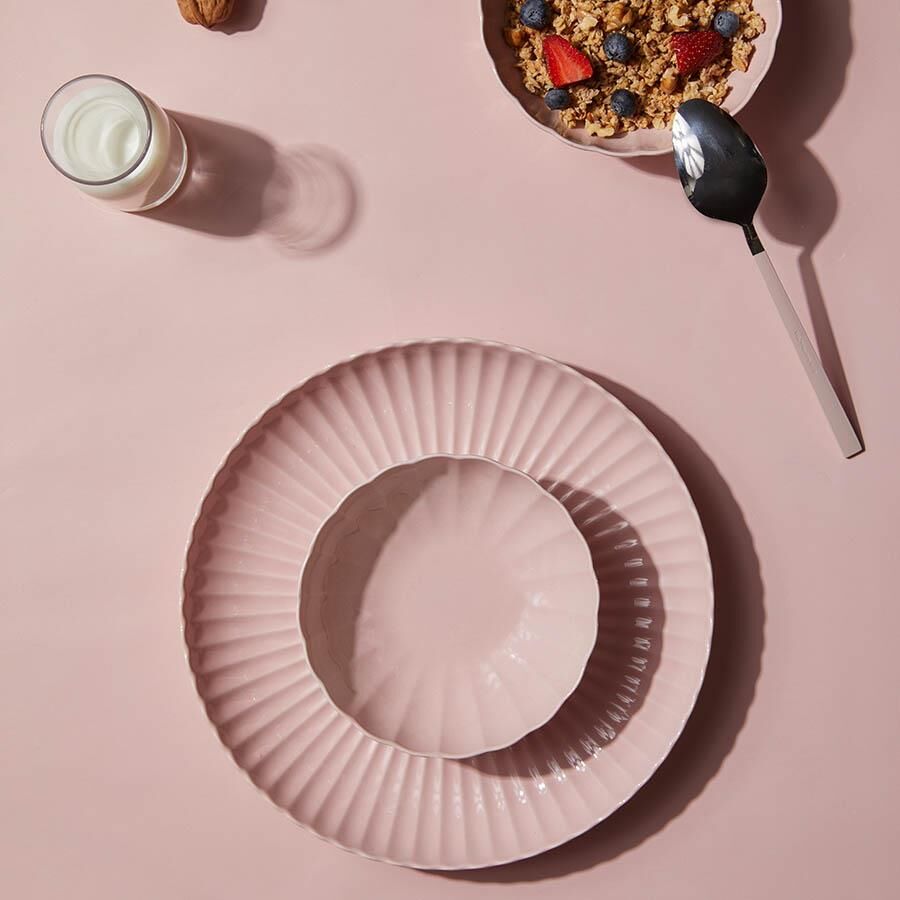 Kütahya Porselen Bone Luz Form 24 Parça 6 Kişilik Yemek Takımı Pearl Br.Pembe P171