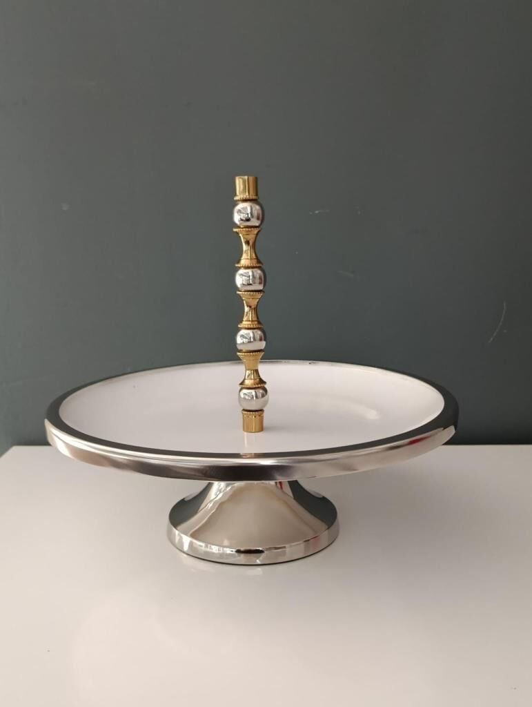 LAMEDORE SİLVER BALLS TEK KATLI BEYAZ KEK STANDI 28X28X24 CM