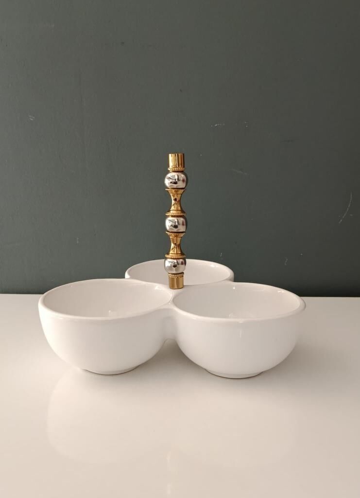 LAMEDORE SILVER BALLS BEYAZ 3 LÜ ÇEREZLİK 24X24X20 CM