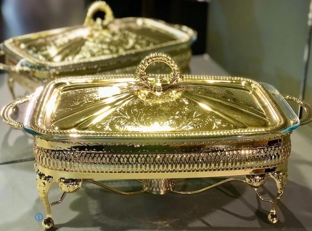 Roy kıng  Queen Anne Dikdörtgen Ayaklı Fırın Kabı GOLD 39*20*18 cm