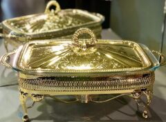 Roy kıng  Queen Anne Dikdörtgen Ayaklı Fırın Kabı GOLD 39*20*18 cm