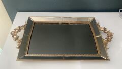 SELİM DEKOR JULİA AYNALI TEPSİ VİZON 25X40X3 CM