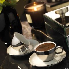 Kütahya Porselen Zeugma 2 li Kahve Fincan Takımı Platin Dekor No:54020