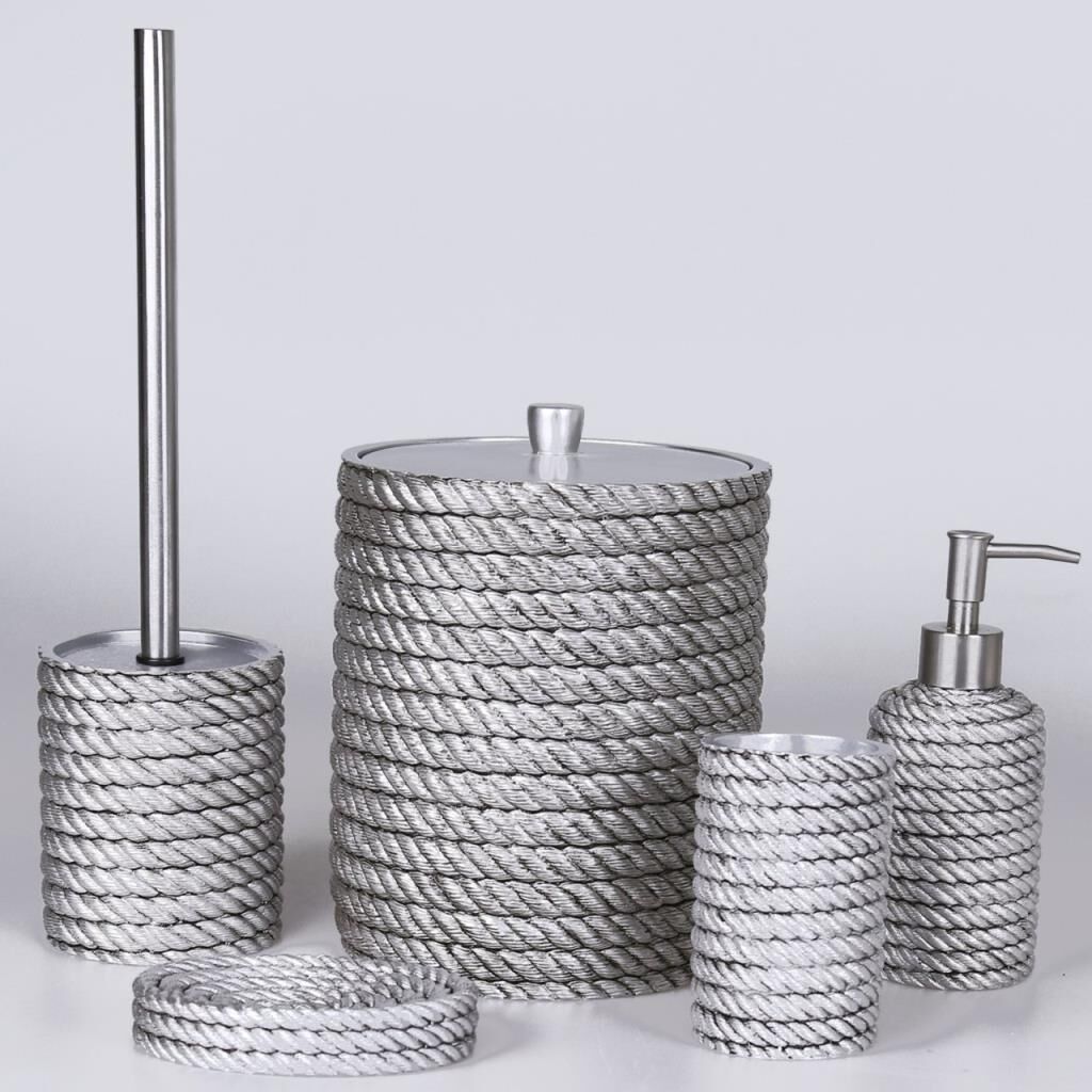 Selim Dekor Rope Banyo Seti Gümüş