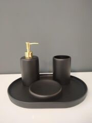 Selim Dekor 4 Parça Banyo Seti Victoria Siyah