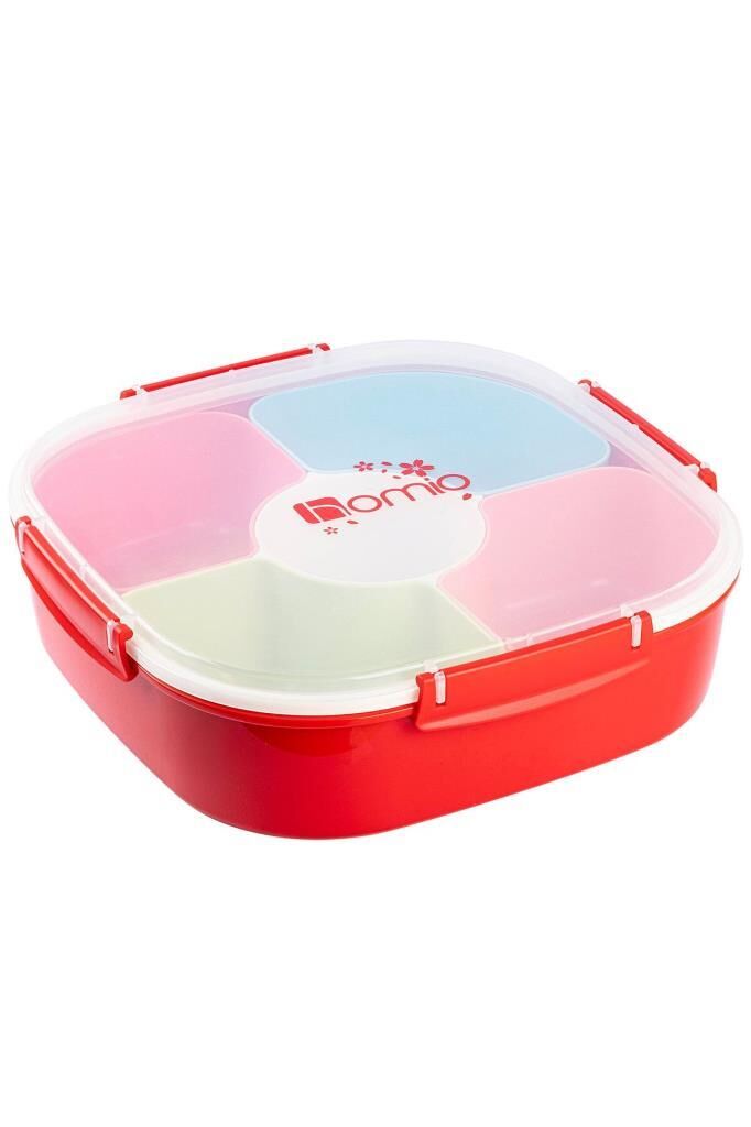 TANTİTONİ KARE ÇOK RENKLİ 4 BÖLMELİ PLASTİK YEMEK TAŞIMA KABI