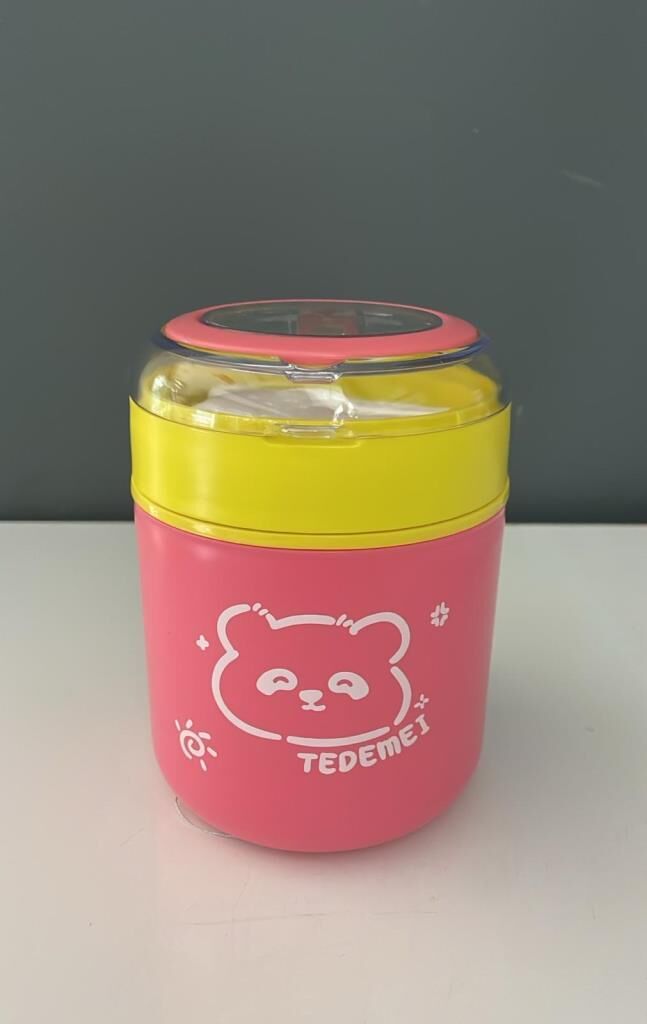 TANTİTONİ TEDEMEI PEMBE SARI PASLANMAZ ÇELİK YUVARLAK YEMEK TAŞIMA KABI 530 ML