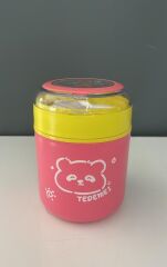 TANTİTONİ TEDEMEI PEMBE SARI PASLANMAZ ÇELİK YUVARLAK YEMEK TAŞIMA KABI 530 ML