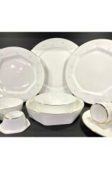Koleksiyon Mislina Yemek Takımı 122 Parça Altın Gri Çiçek 31000035952