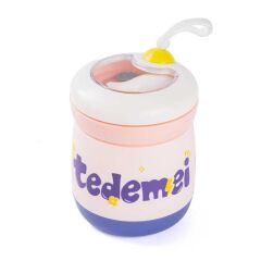 TANTİTONİ TEDEMEI PEMBE PASLANMAZ ÇELİK KAŞIKLI YEMEK TAŞIMA KABI 450 ML