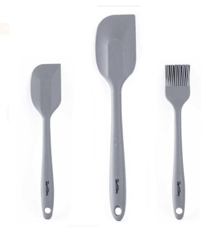 TANTİTONİ GRİ  RENKLİ 3 LÜ SİLİKON SPATULA VE FIRÇA SETİ
