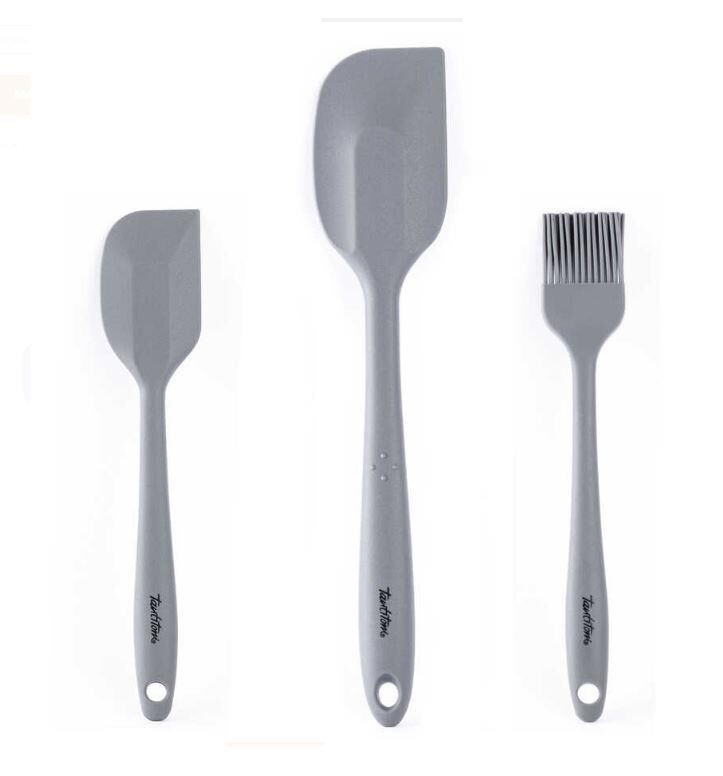 TANTİTONİ GRİ  RENKLİ 3 LÜ SİLİKON SPATULA VE FIRÇA SETİ